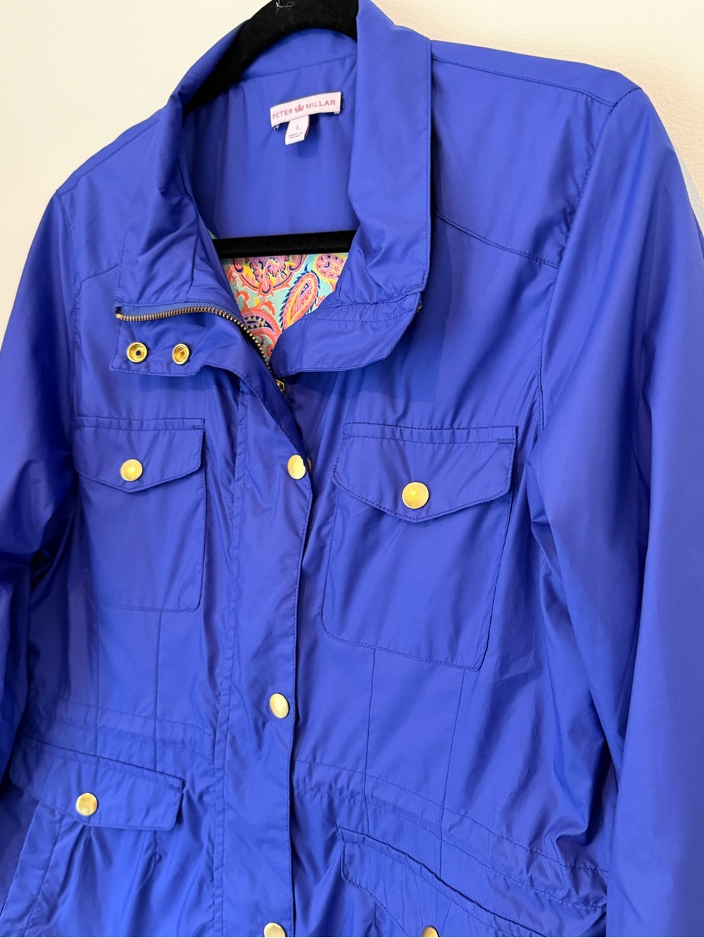 Peter Millar Women's Cobalt Blue Utility Jacket with Gold-Tone Snaps - Picture 3 of 6